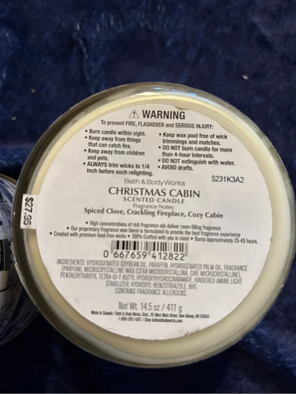 Bath & Body Works Christmas Cabin Candle - Blue and White Winter Village
